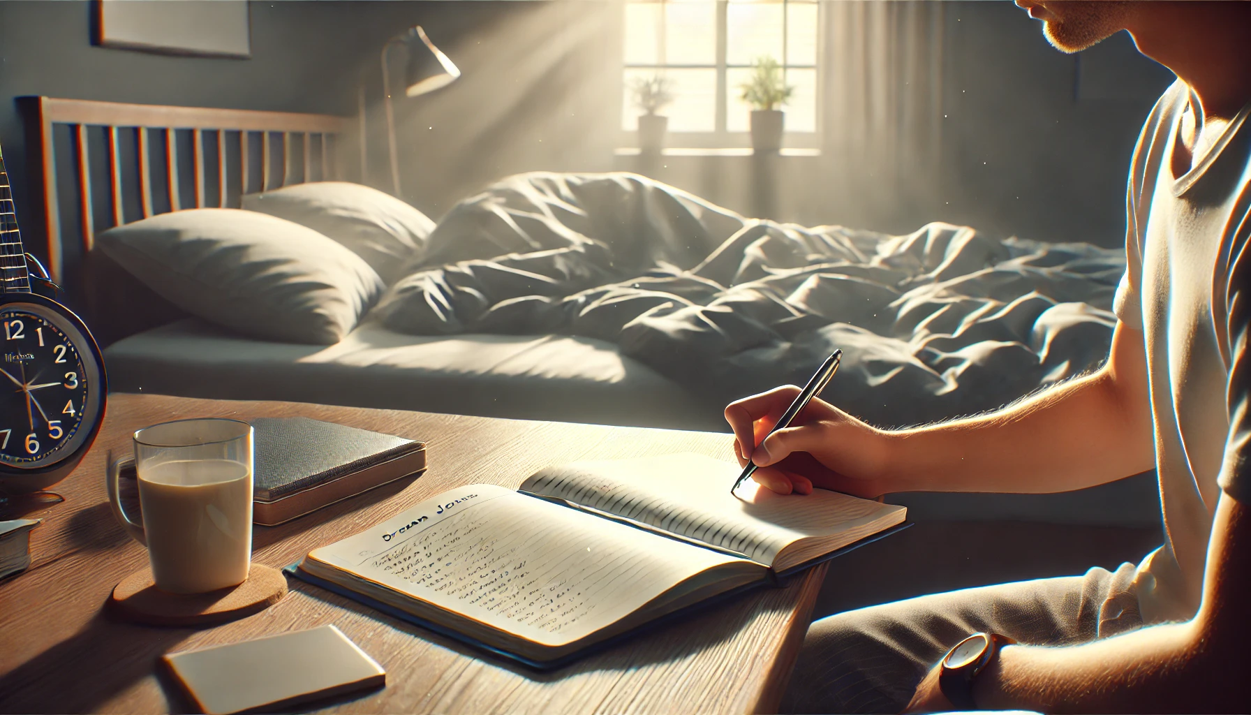 Someone writing in a journal